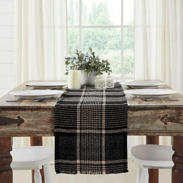 Eston Black Tan Plaid Runner 12x60 - The Fox Decor